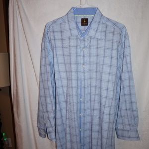 2/$20 Tailorbyrd Blue Windowpane Button Down 2XL